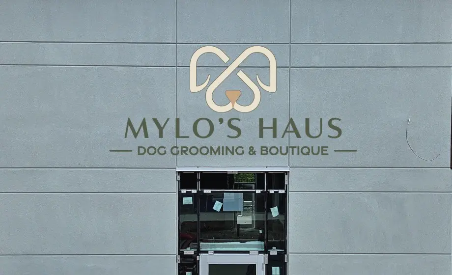 Mylo's Haus dog grooming boutique sign