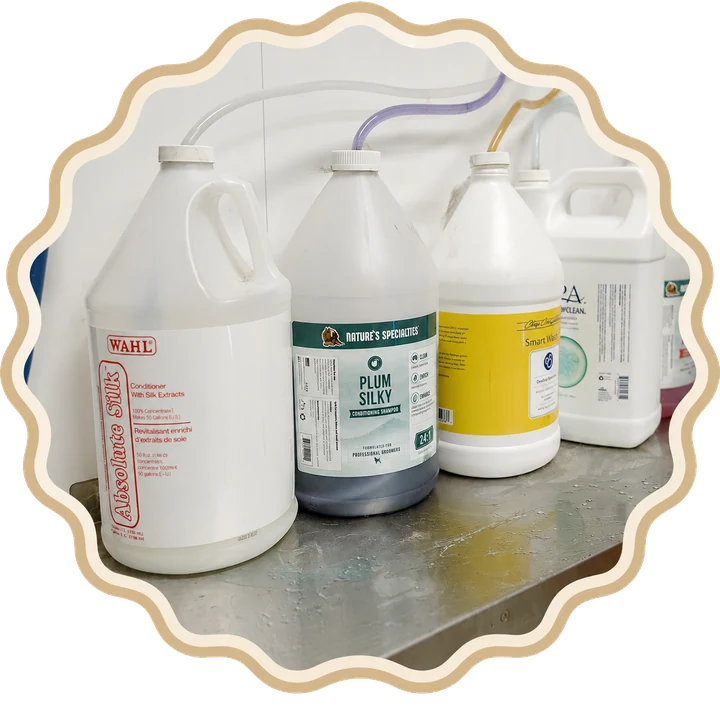 Professional grooming products selected for dogs at Mylo's Haus